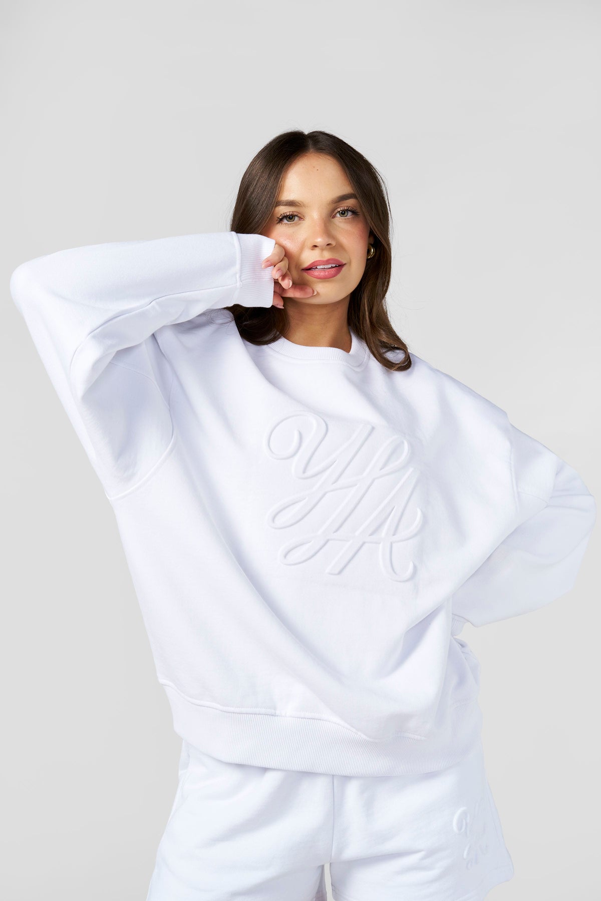 W5129 - Emblem Embossed Crewneck