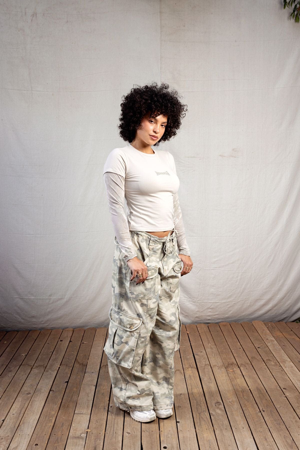 W4293 - Camo Twofer Baby Tee